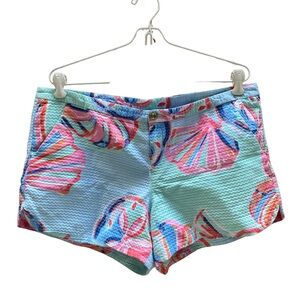 Lilly Pulitzer Women’s Adie Resort Shorts Pastel Blue and Pink Shells Sz 12 NWOT